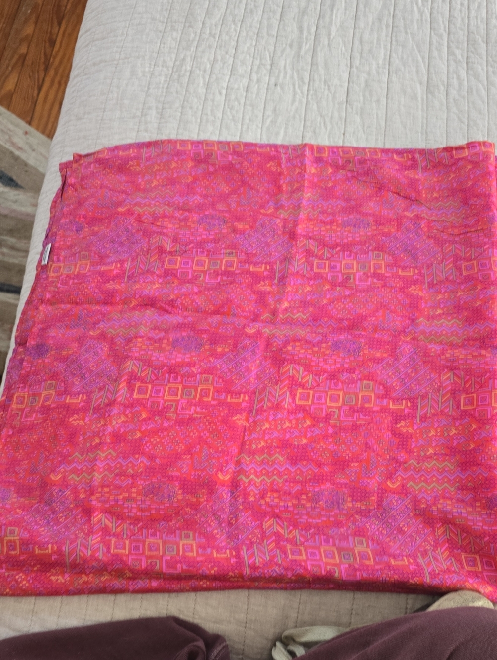 Vibrant Pink Geometric Silk Scarf